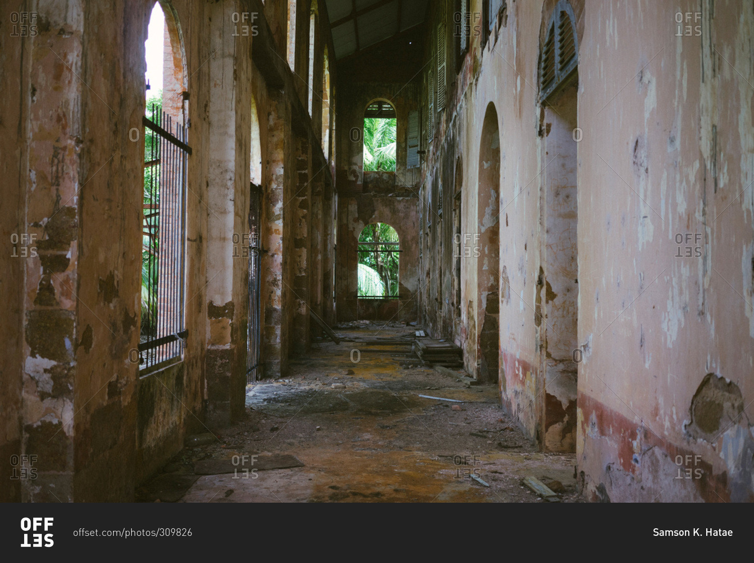 Hospital ruins at the abandoned penal colony on Devil's Island in ...