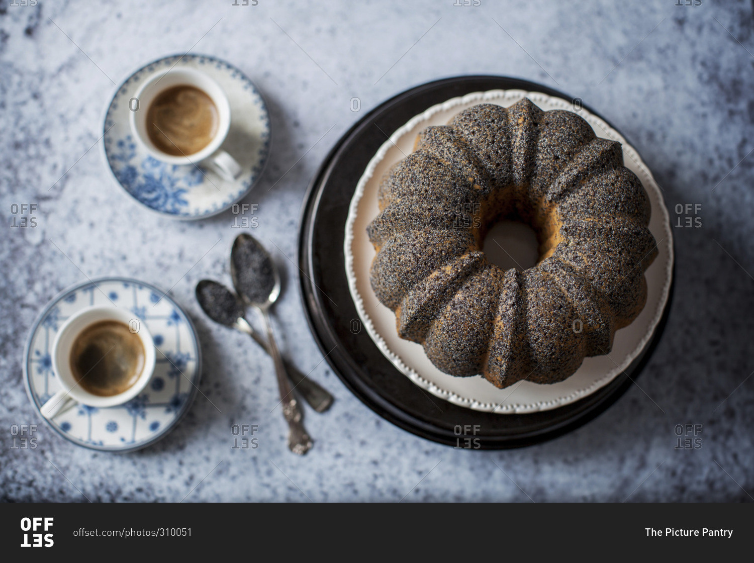 Lime poppy seed cake served for a coffee break