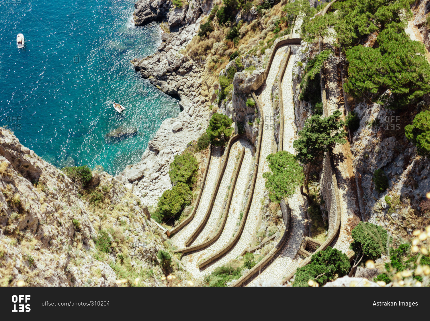 Via Krupp footpath in Capri, Italy stock photo - OFFSET