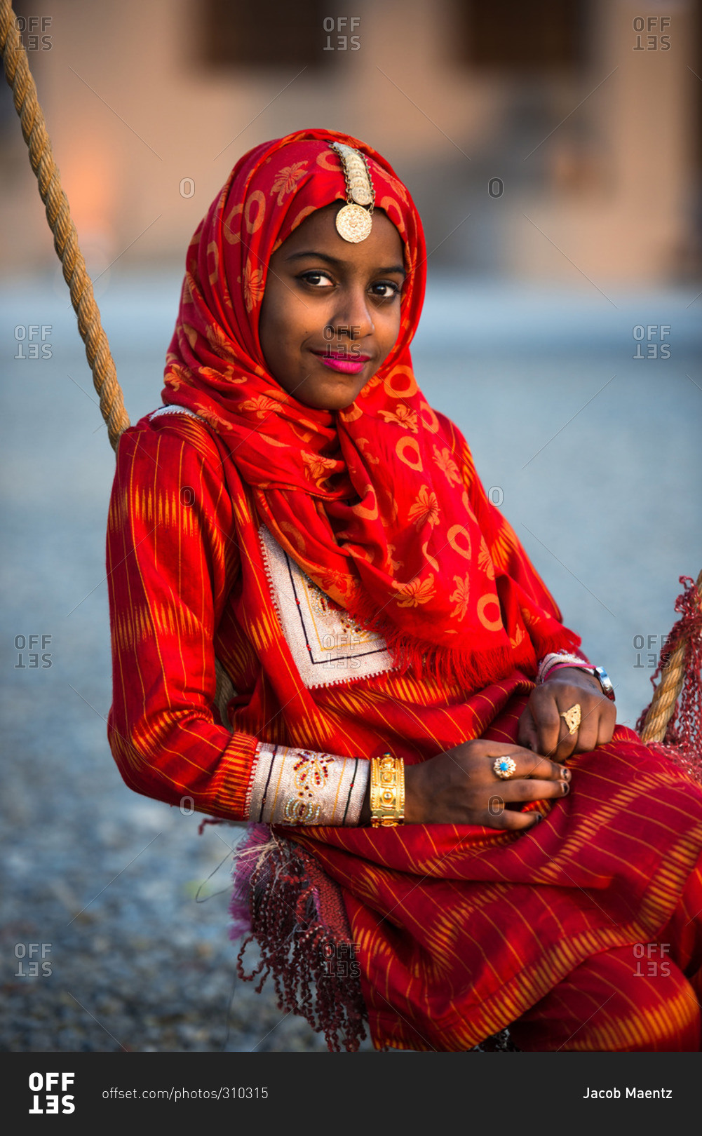 Muscat, Oman - February 4, 2015: Portrait of an Omani girl stock photo - OFFSET