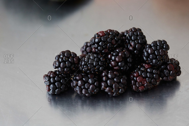 Close-up of freshly picked blackberries