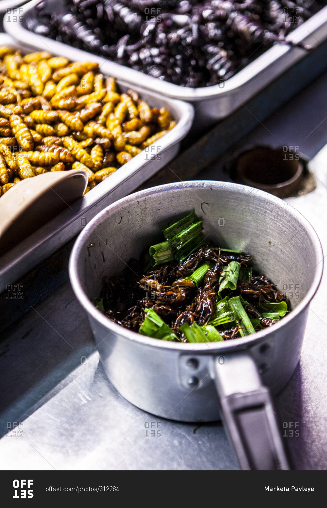 Insects in Thai food stand