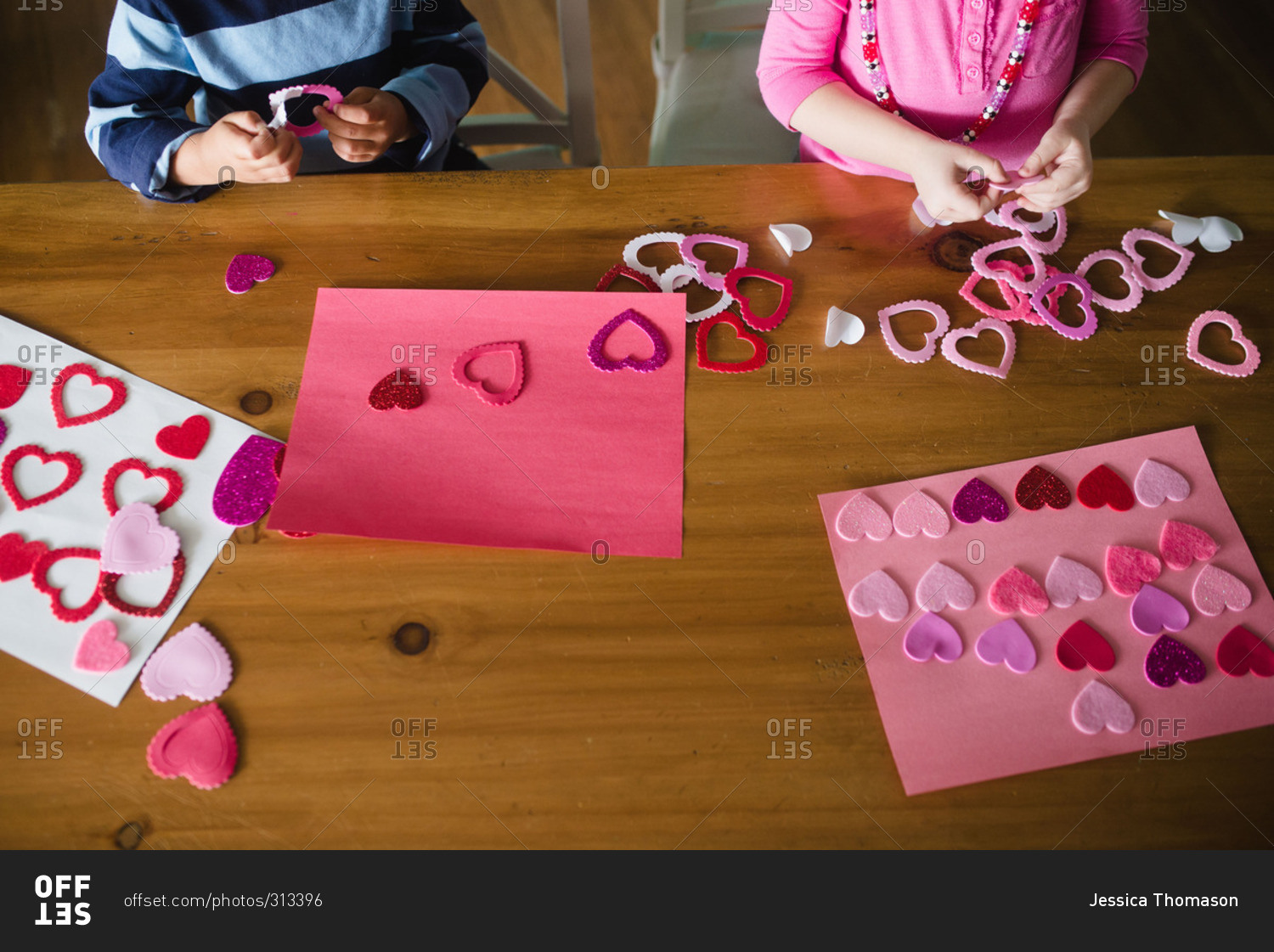 Valentine's Day craft being made by young children