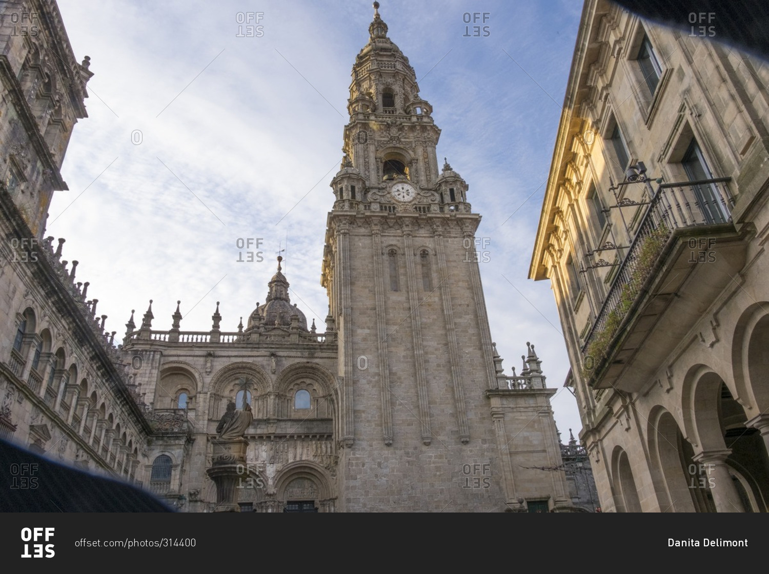 Clock Tower Of Cathedral Santiago De Compostela Santiago Spain Stock Photo Offset Clock Tower Of Cathedral Santiago De Compostela Santiago Spain Stock Photo Offset