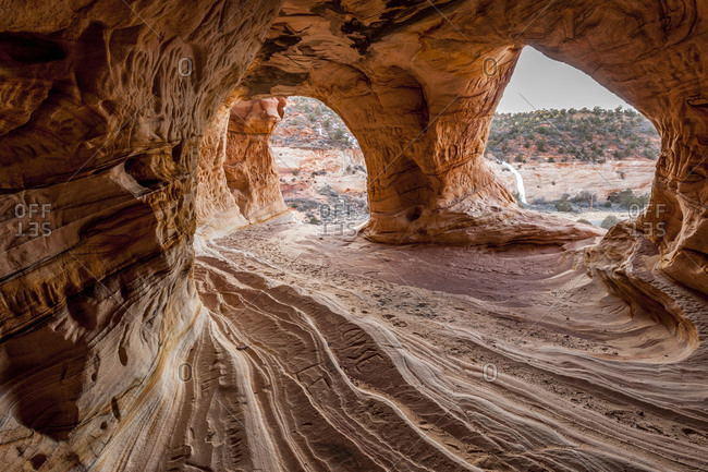 Moqui Cavern, Sandstone erosion cave, near Kanab, Utah