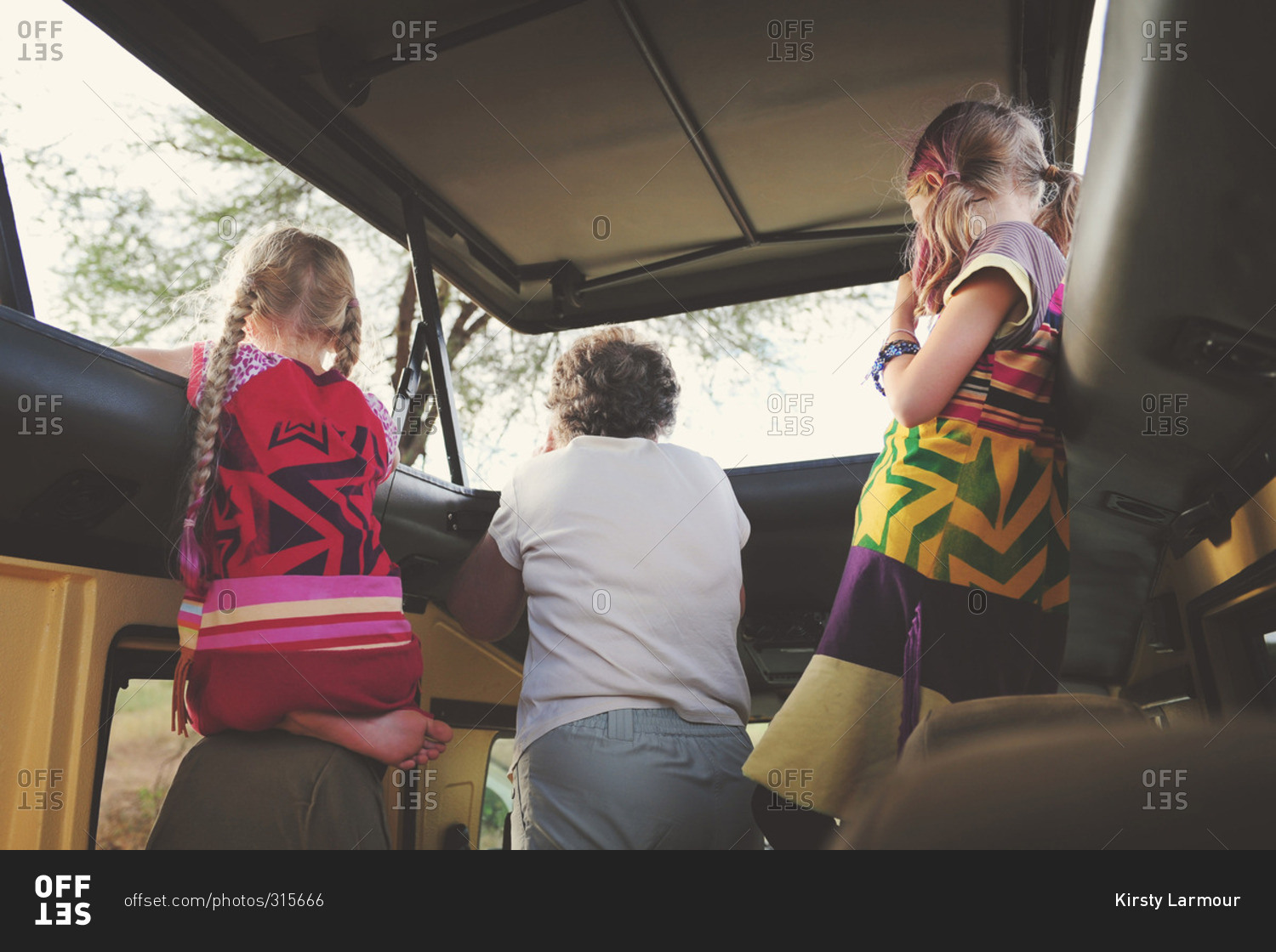 Girls and grandma on safari