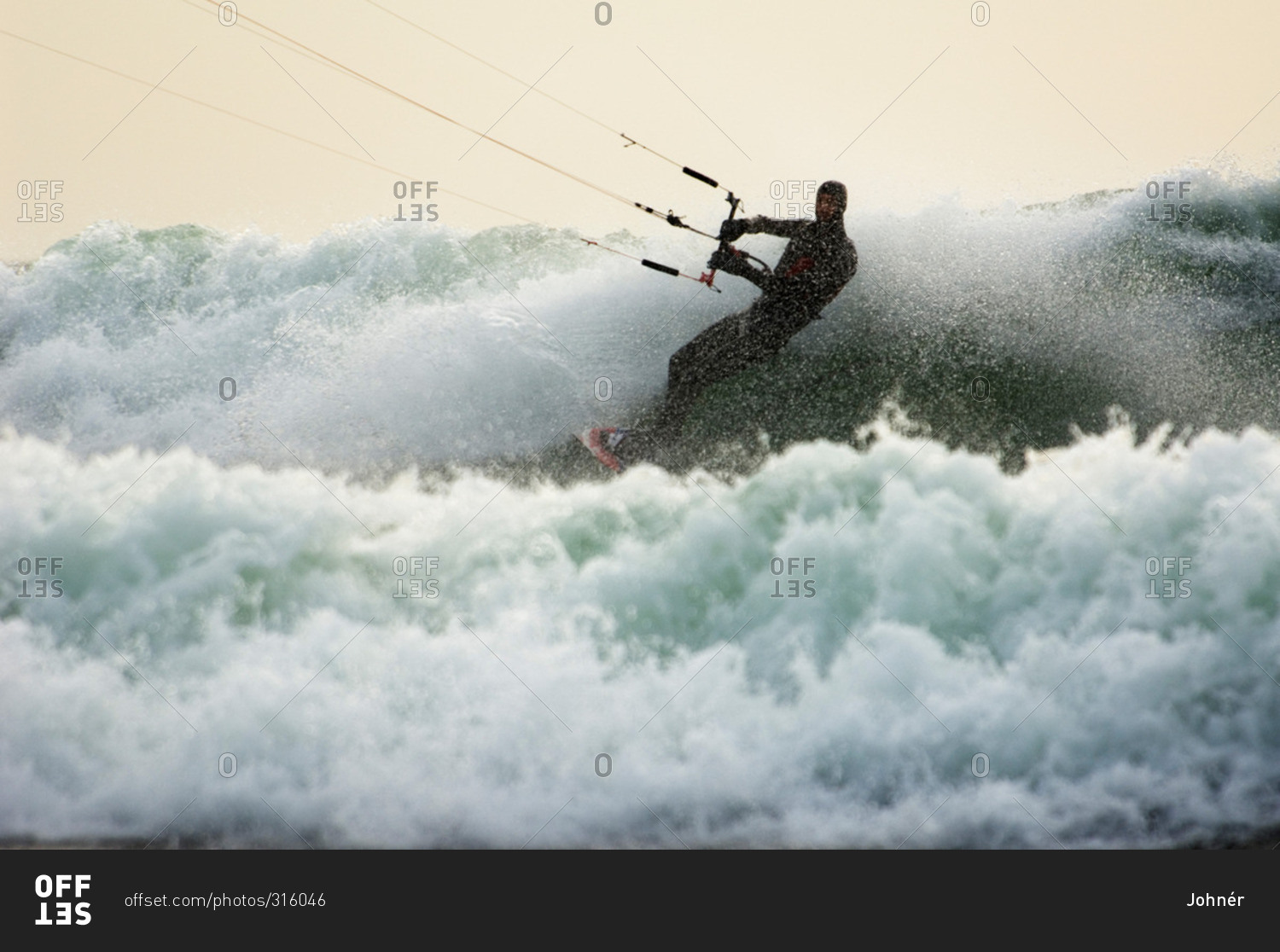 A wet kite surfer, Sodermanland, Sweden stock photo OFFSET