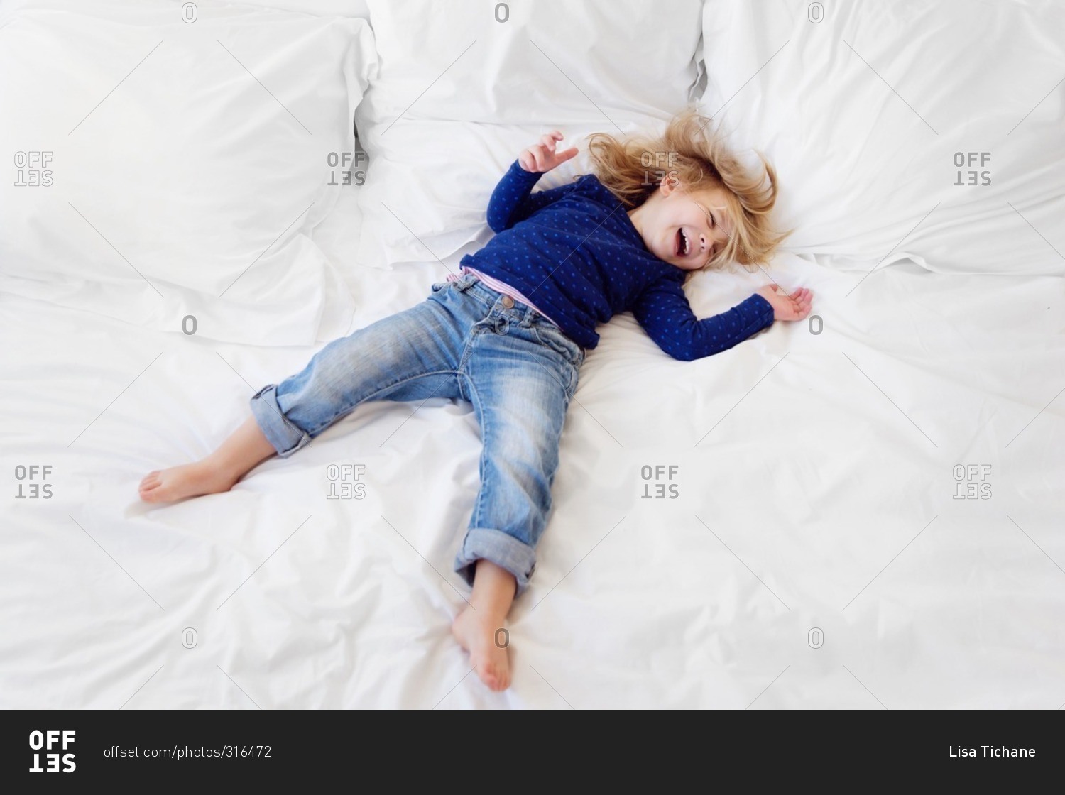 Little Girl Lying Bed Art