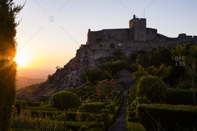 Marvao castle and grounds, sunset, Portugal