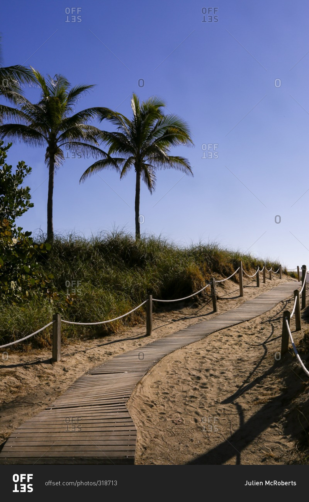 Boardwalk on Miami beach in South Beach, FL