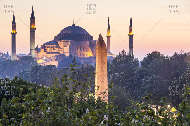Haghia Sophia at twilight in Istanbul, Turkey