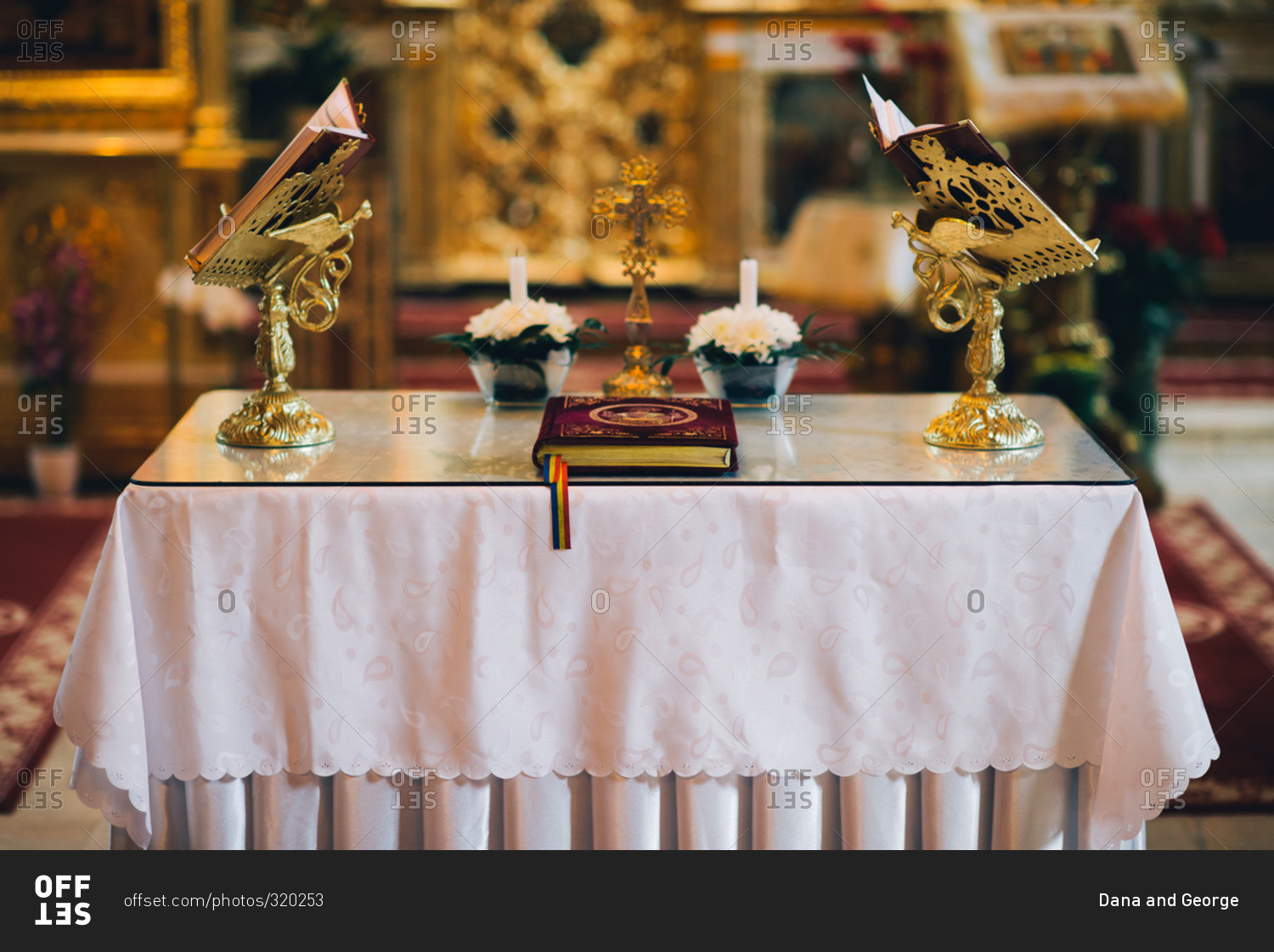 Altar set up for wedding stock photo OFFSET