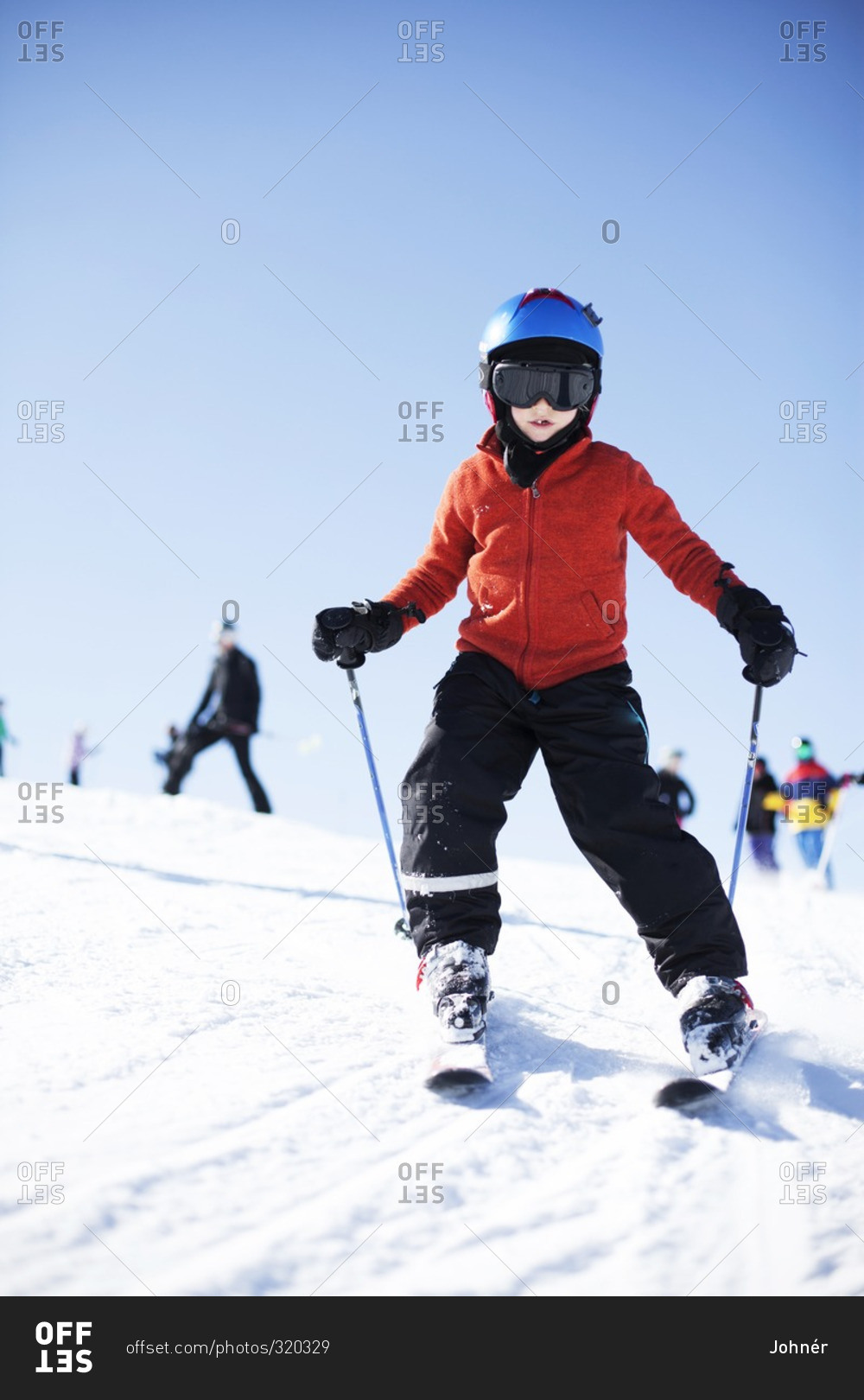 Girl skiing on bunny hill