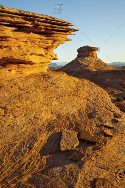 Rock formations in desert landscape, Page, Arizona, United States