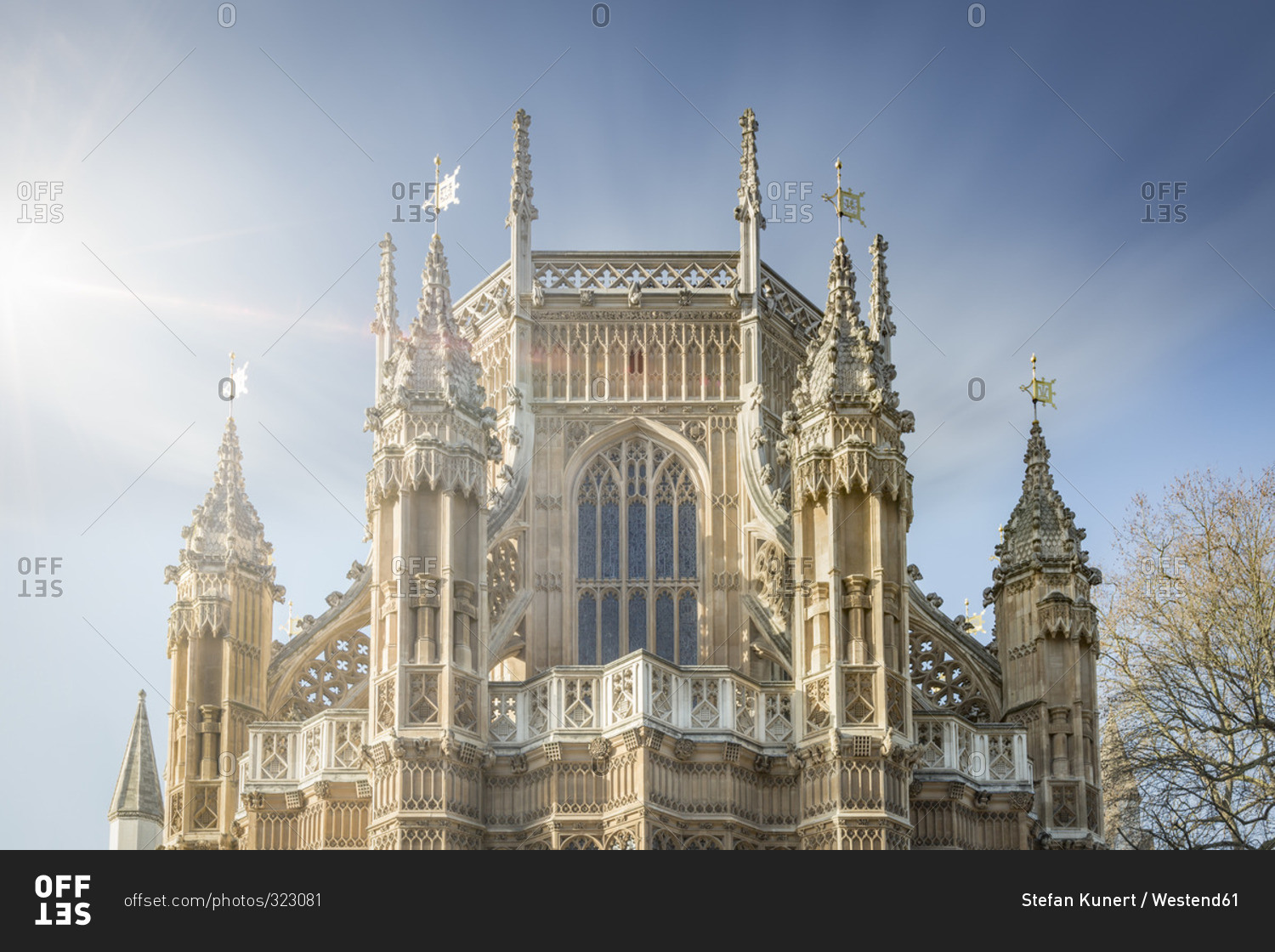 Back side of Westminster Abbey at sunlight