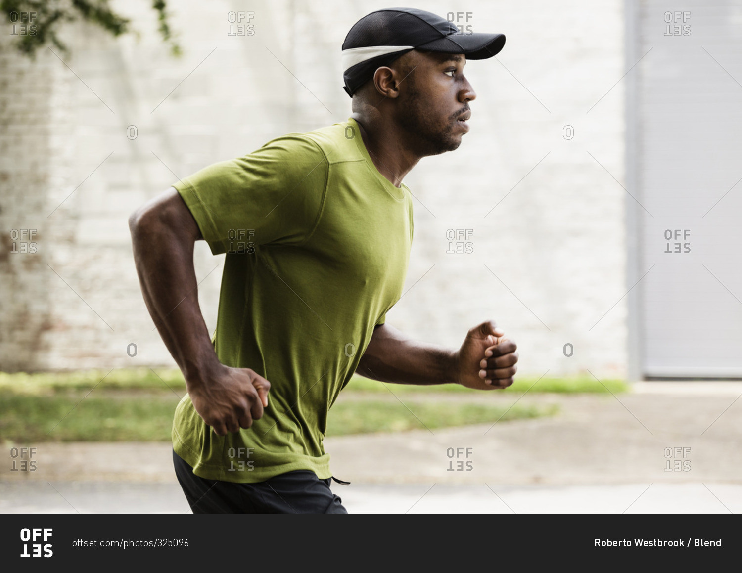 Man running on city street