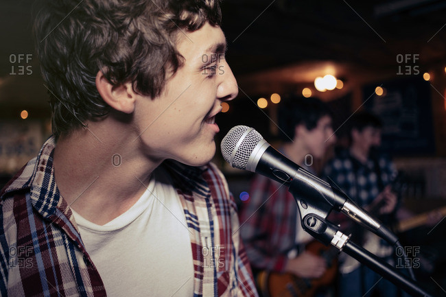 Teen band playing together