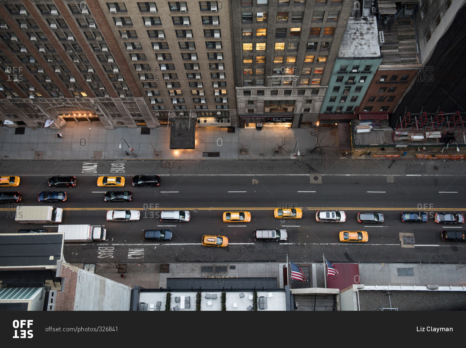 Birds eye view of a Manhattan street