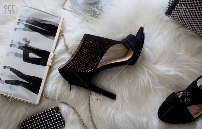 High heels and items on fur