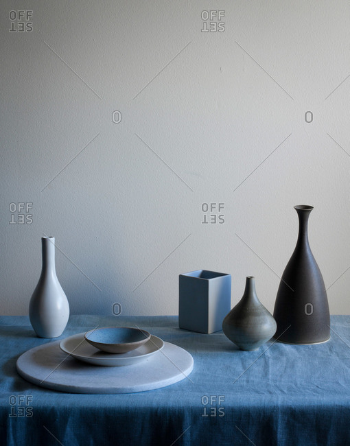 Various decorative items on table