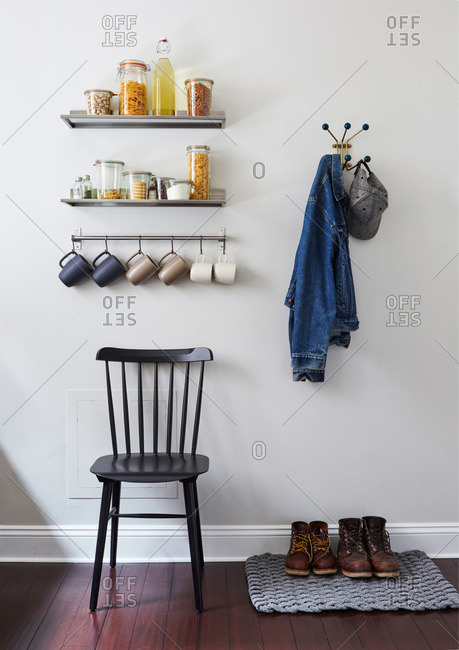Various items on a kitchen wall