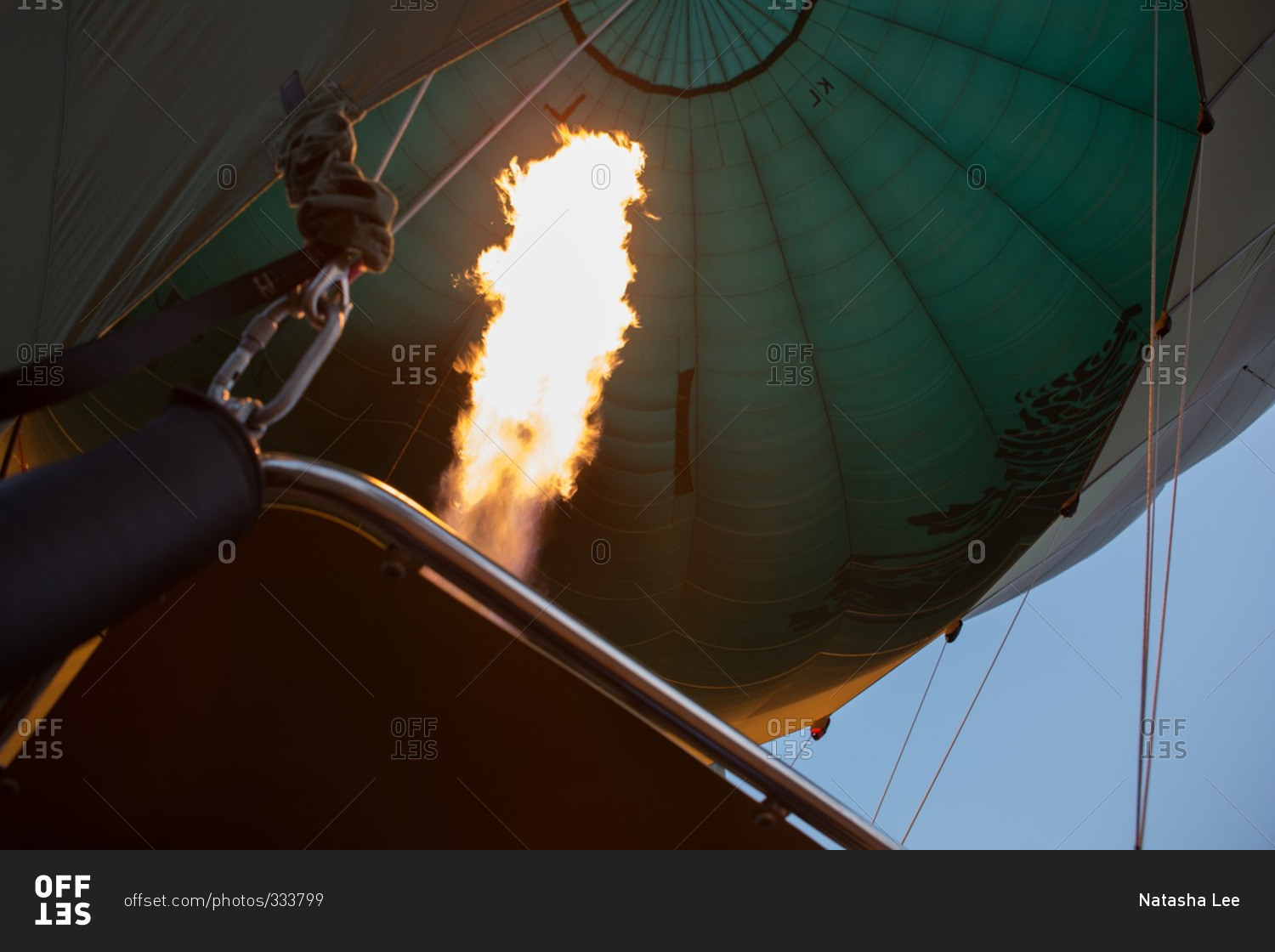 Close-up of an open flame inflating a hot air balloon