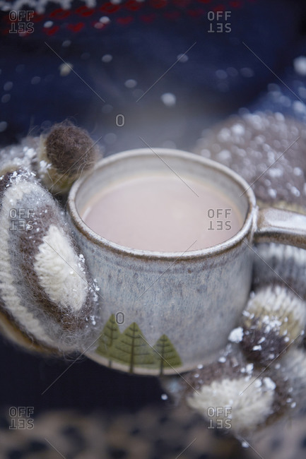 Mug And Thermos Of Hot Chocolate On A Cold Winter Day Stock Photo, Picture  and Royalty Free Image. Image 12627723.