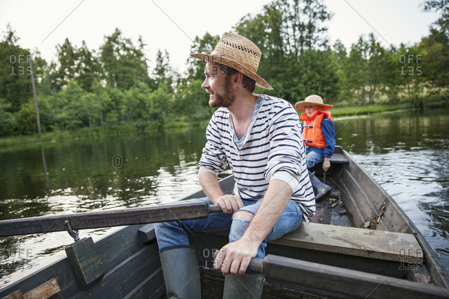 Man with daughter in boat