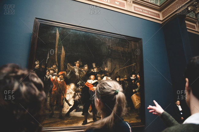 Amsterdam, Netherlands - December 25, 2015: Rembrandt's painting 'The Night Watch' at the Rijksmuseum in Amsterdam, Netherlands