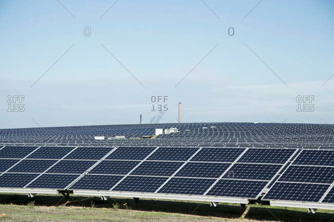 Field of solar panels, Costa Smeralda, Sardinia, Italy