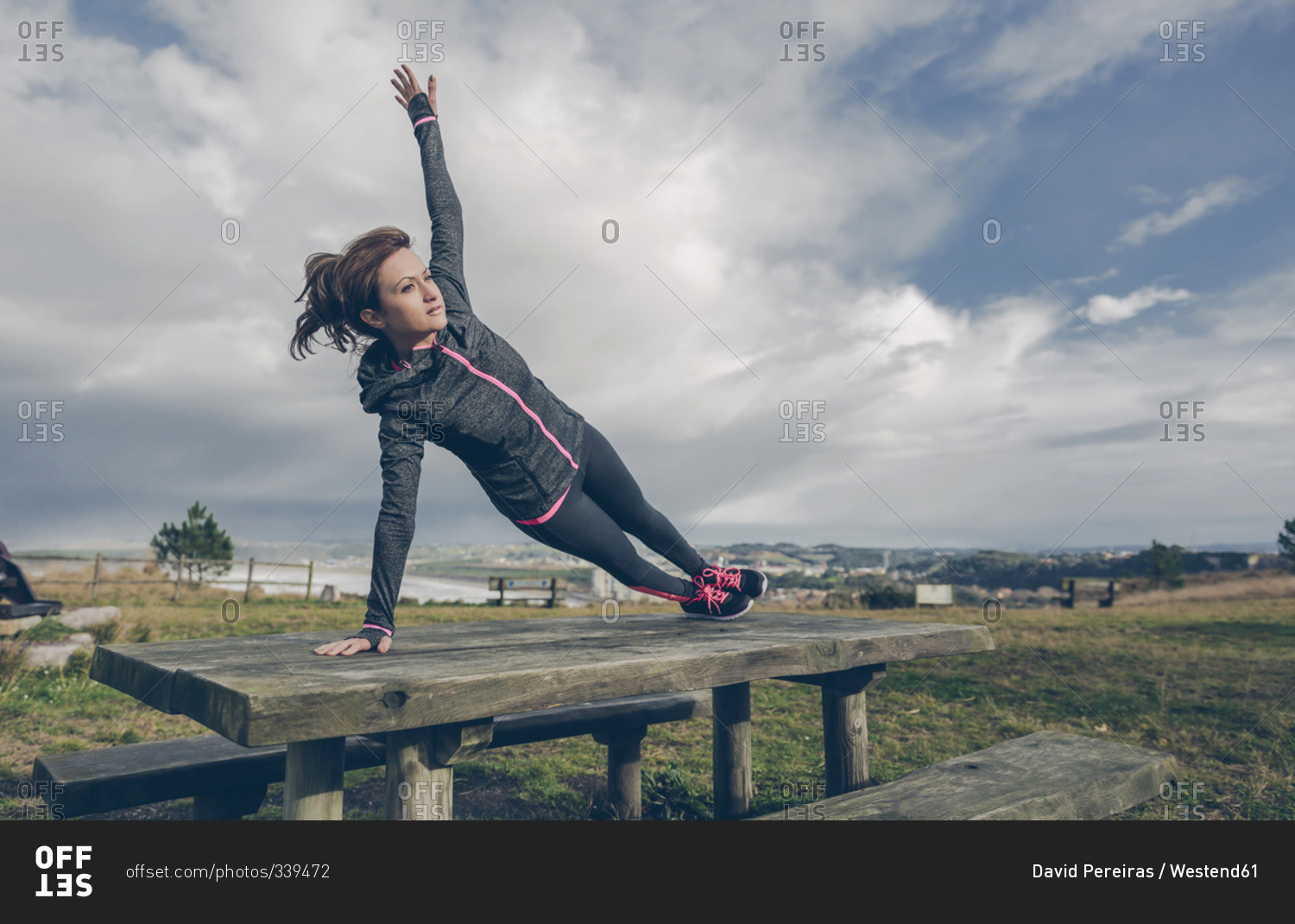 Mid adult woman doing outdoor workout