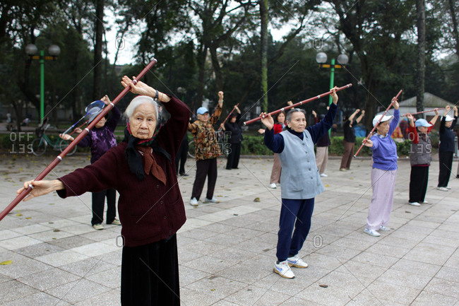 exercise for the elderly stock photos - OFFSET