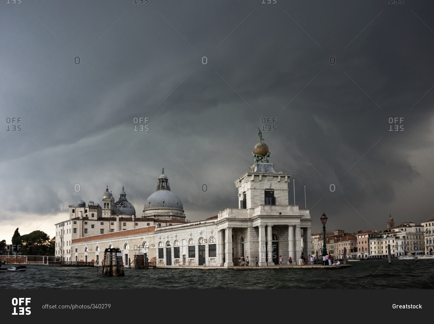 A thunderstorm looming over the Cathedral of Santa Maria della Salute, Venice