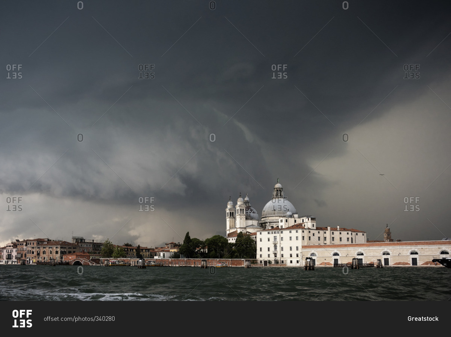 A thunderstorm looming above the Cathedral of Santa Maria della Salute, Venice