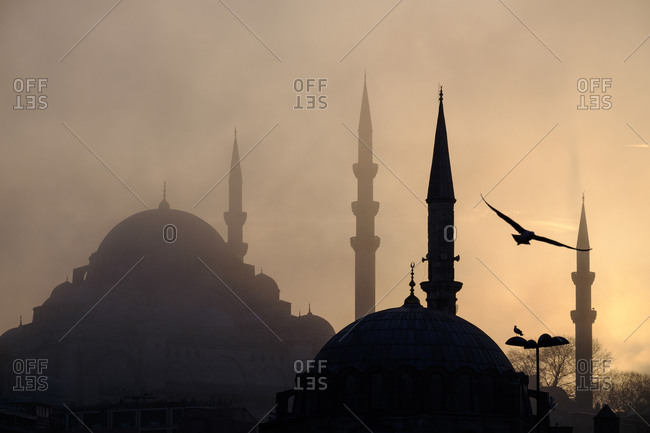 Hagia Sophia in silhouette in Istanbul