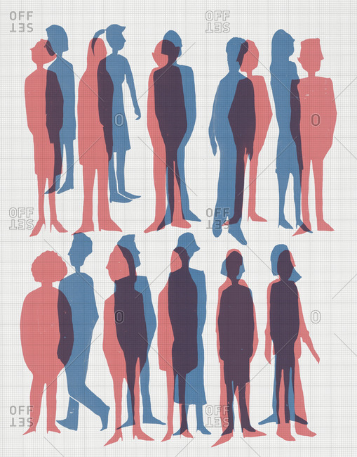 Illustration of outlines of people overlapping