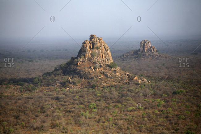 Chad, Zakouma National Park, aerial view of rock formations