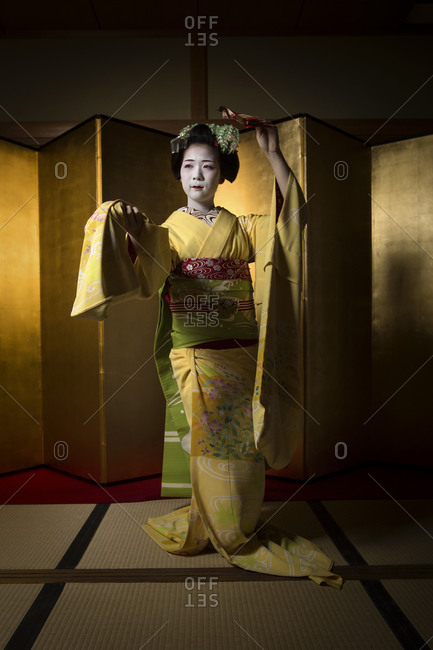 Japan - June 17, 2014: Geisha in a tea house