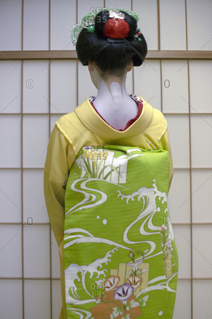 Japan - June 17, 2014: Portrait of a Geisha in a tea house