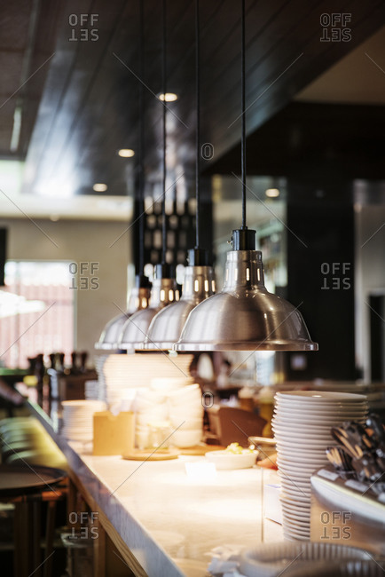 Large Lamp Stock Photos Offset Lamps Over Restaurant Counter