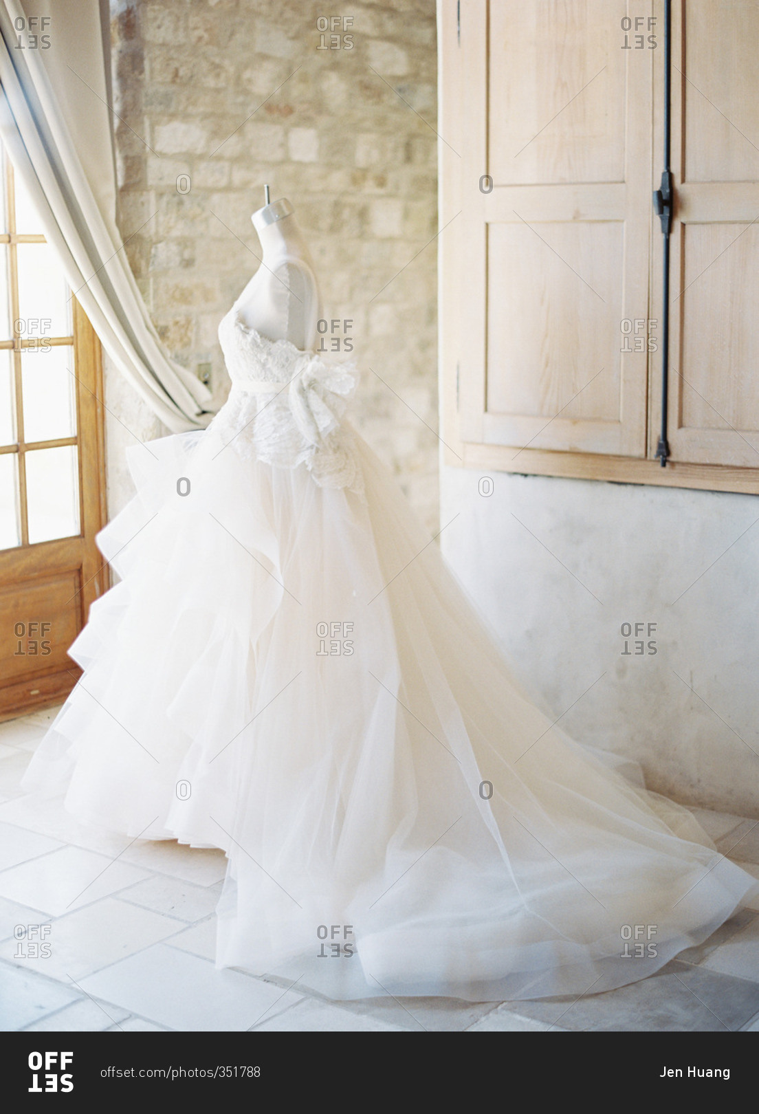Wedding gown on a dress form