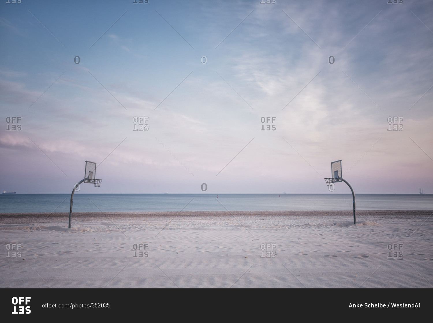 Beach with volleyball court