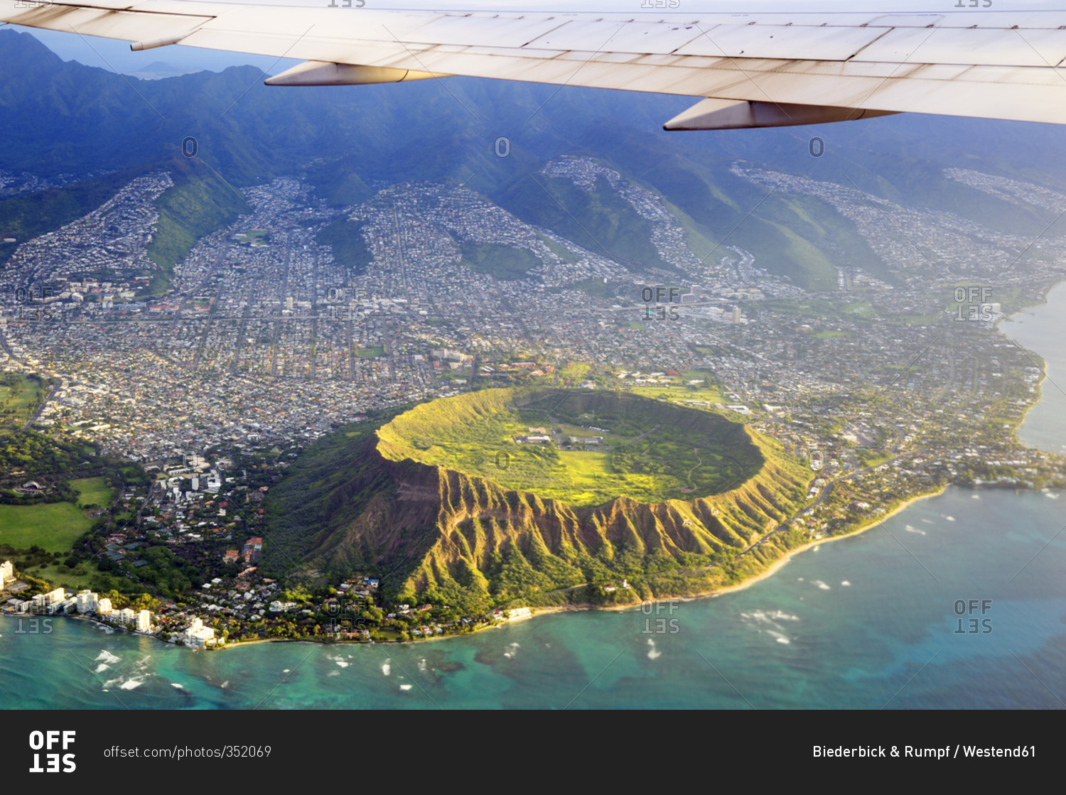 Above view of a volcano Diamond Head stock photo - OFFSET