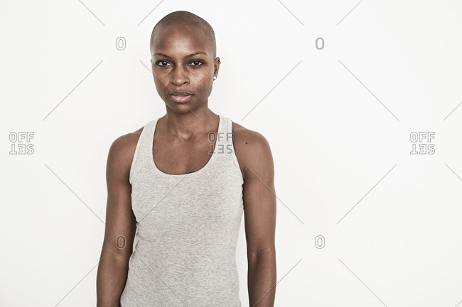 Strong woman staring straight ahead
