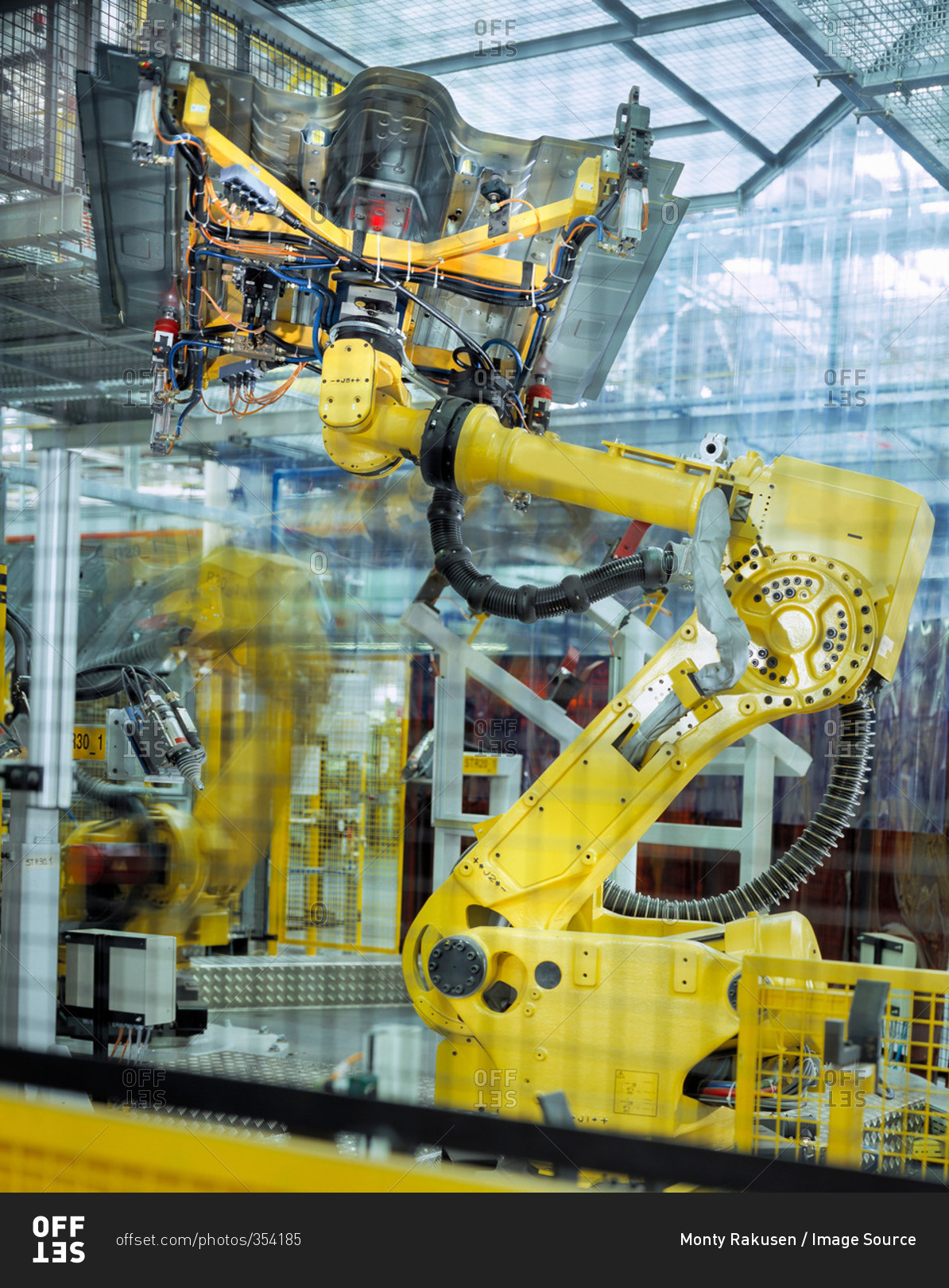 Car body welding robots in car factory