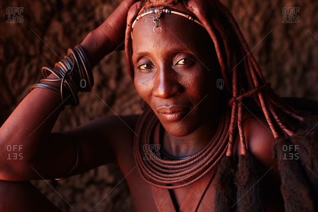 Namibia - March 18, 2016: Middle aged woman of Himba tribe, Namibia