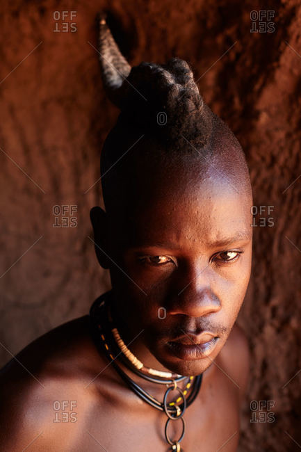 Namibia - March 18, 2016: Male Himba teenager, Namibia