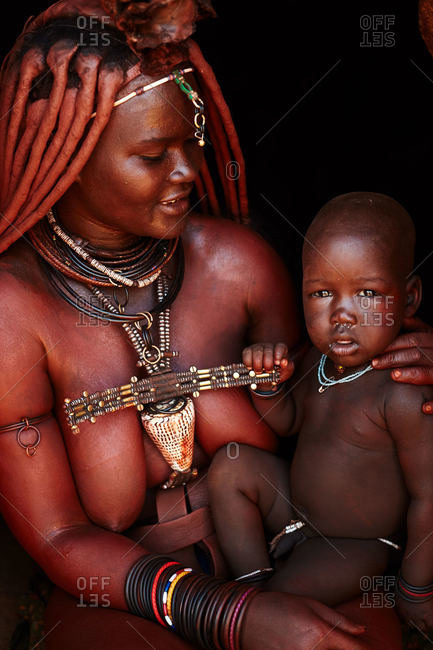 Namibia - March 18, 2016: Himba woman with a child, Namibia