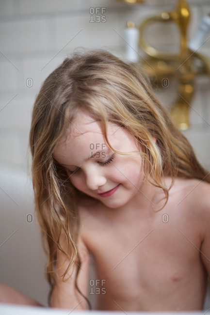 Little Girl Taking A Bath Stock Photo Offset