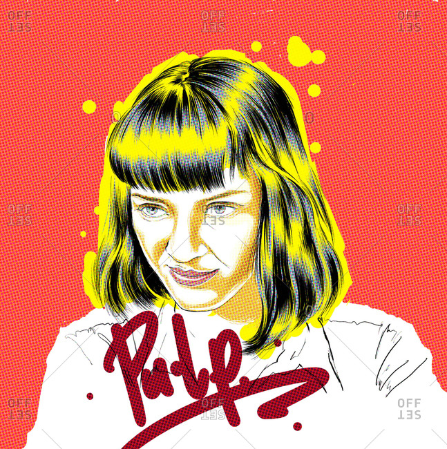 Illustration of Pulp Fiction character, Mia Wallace